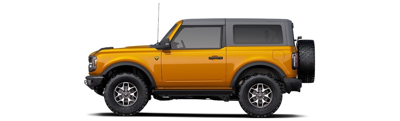 Discover the 2022 Ford Bronco Off-Road SUV 2-door in Color Cyber Orange Metallic Tri-Coat