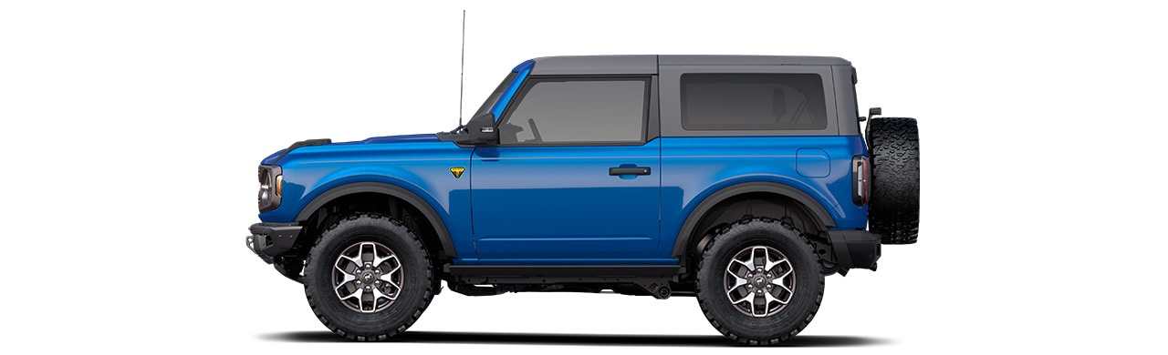 Discover the 2022 Ford Bronco Off-Road SUV 2-door in Color Velocity Blue Metallic
