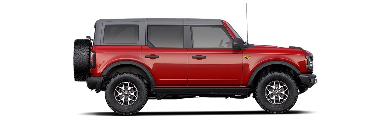 Discover the 2022 Ford Bronco Off-Road SUV 4-door in Color Rapid Red Metallic