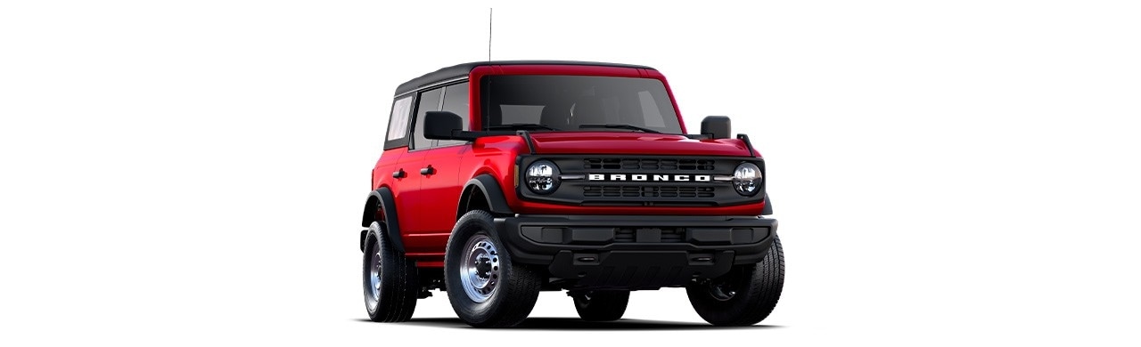 Discover the 2025 Ford Bronco Off-Road SUV 4-door in Color Ruby Red Metallic Tinted Clearcoat