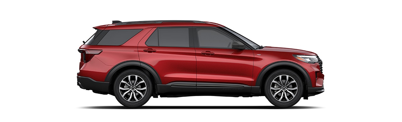 Ford Explorer 2025, SUV de Gran Diseño Exterior en color Rapid Red Metallicn Tinted Clearcoat