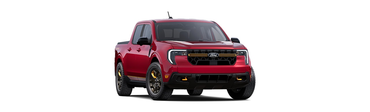 Ford Maverick 2025 Tremor, compact Pickup in ruby red color in Puerto Rico