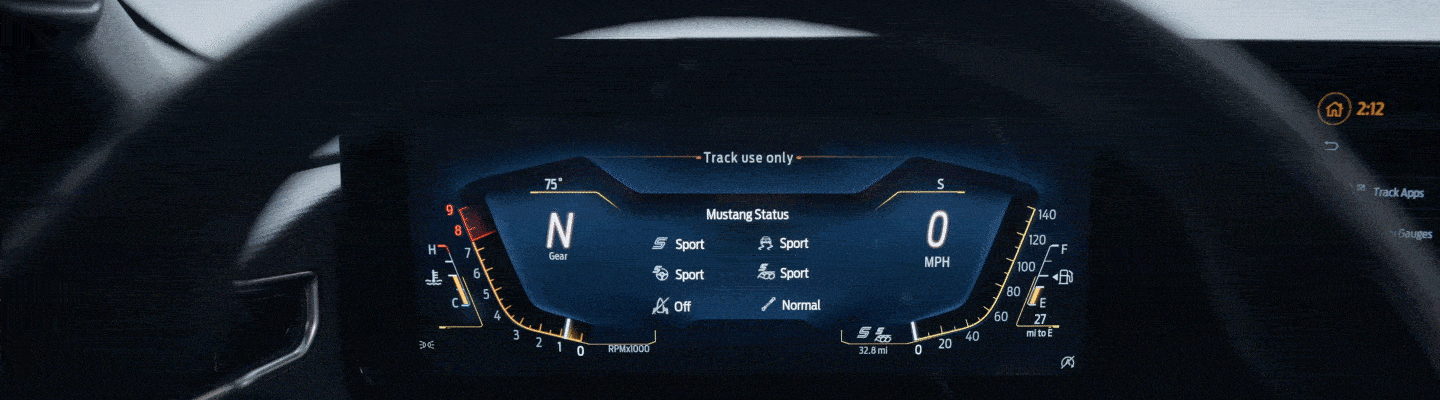 2024 Ford Mustang with Driving Modes: Normal, Slippery, Sport, Track, Racing and My Mode
