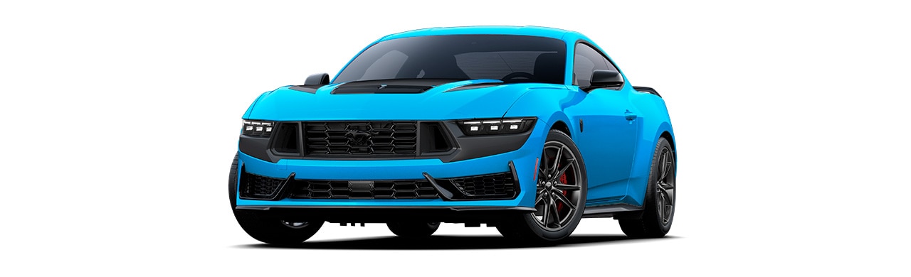 Ford Mustang Dark Horse 2025, sports car in Grabber Blue Metallic color