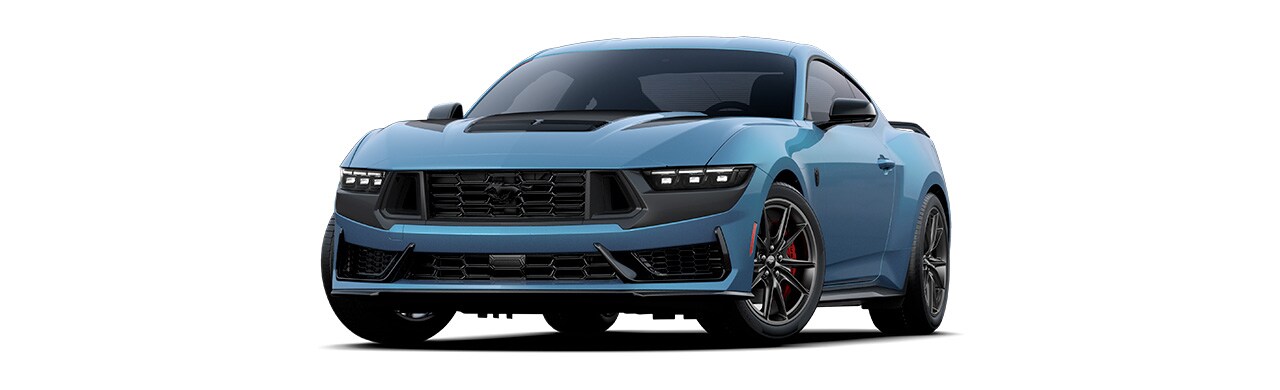 Ford Mustang Dark Horse 2025, auto deportivo en color Azul Vapor Metálico