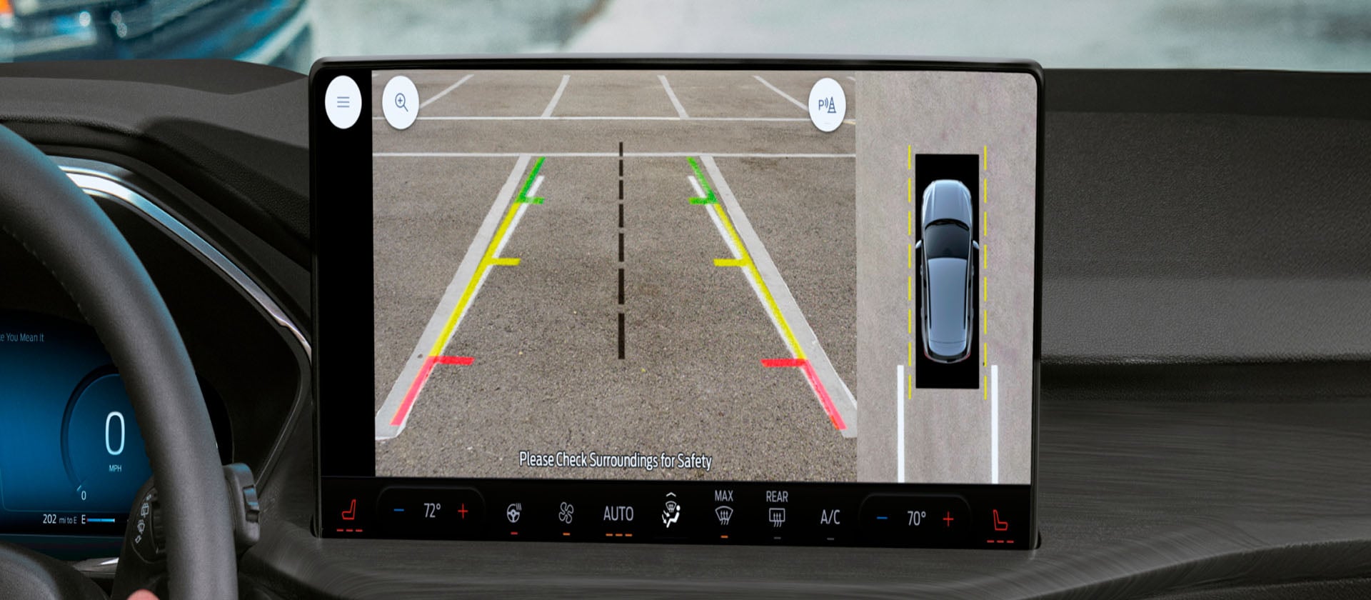 Camara de 360 grados con vista panorámica en Ford Escape 2026 para maniobras seguras