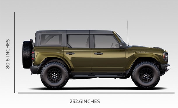 Learn about height, width and length of Ford Bronco Raptor 2025, available in Puerto Rico