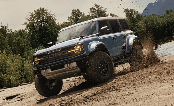 Ford Bronco Raptor, a truck with special shock absorbers for off-road use