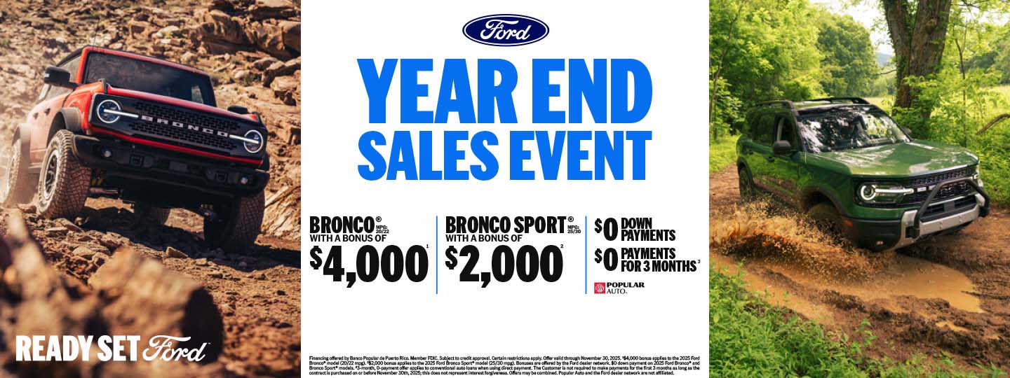 Buy Ford Bronco and Bronco Sport with discounts of 4 thousand and 2 thousand dollars, in Puerto Rico