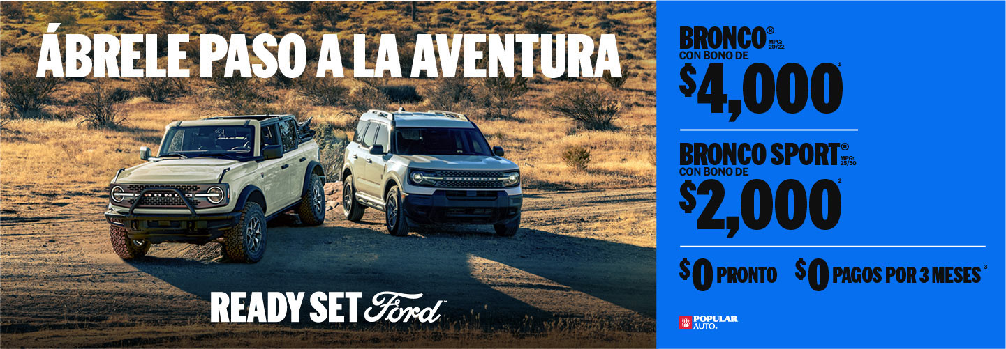 Compra de Ford Bronco con crédito, precio especial y descuento en Puerto Rico