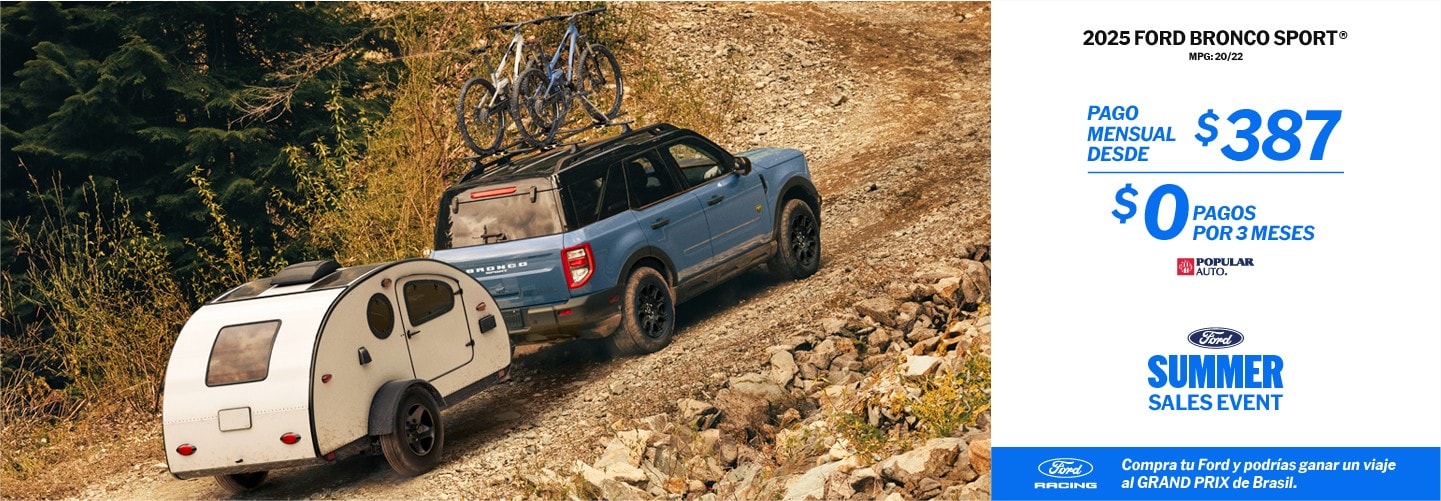 Compra en Puerto Rico la SUV Ford Bronco Sport sin pagar durante tres meses