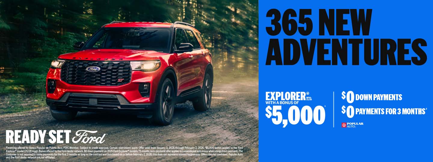 Ford Puerto Rico ofrece bono y descuento de hasta 5 mil dólares en compra de Ford Explorer