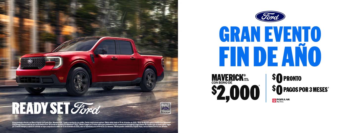 Compra Ford Maverick con bono de 2 mil dólares, disponible en Puerto Rico